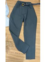 Calça Alfaiataria com Cinto Cinza