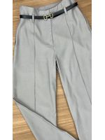 Calça Wide Leg Alfaiataria Cinza Claro