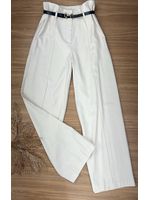 Calça Wide Leg Alfaiataria Bege Claro