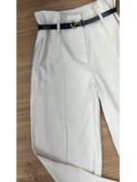 Calça Wide Leg Alfaiataria Bege Claro