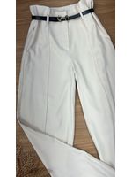 Calça Wide Leg Alfaiataria Bege Claro
