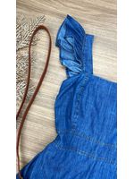 Vestido Curto Jeans Alça Babadinho