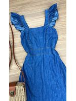 Vestido Curto Jeans Alça Babadinho