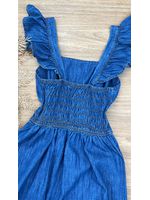 Vestido Curto Jeans Alça Babadinho