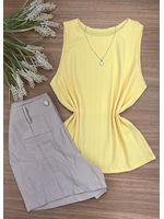Blusa Canelada Regata Amarela