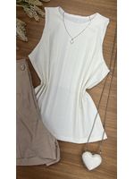 Blusa Canelada Regata Branca