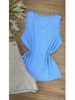 Blusa Canelada Regata Azul