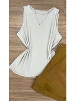 Blusa Canelada Regata Bege Claro
