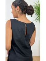 Vestido Linho Midi Preto