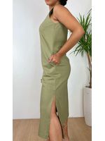 Vestido Linho Midi Verde 