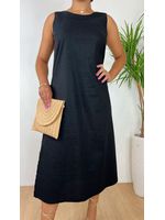 Vestido Linho Midi Preto
