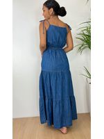 Vestido Longo Jeans com Alça Fina