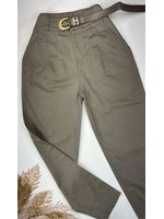 Calça Cenoura com Cinto Cinza