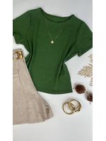 Blusa Canelada Max Croped Com Manga Verde