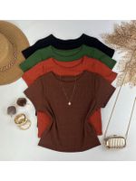 Blusa Canelada Max Croped Com Manga Verde