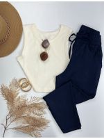 Calça Jogger Linho Azul Marinho