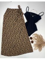 Saia Transpassada Estampa Animal Print Onça