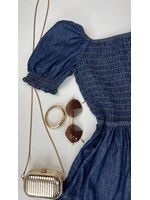 Vestido Curto Jeans com Manga
