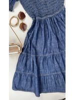 Vestido Curto Jeans com Manga