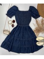 Vestido Curto Jeans com Manga