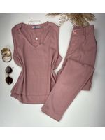 Conjunto Viscolinho com Elastano Rosé