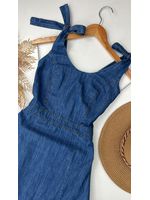 Vestido Longo Jeans com Fenda