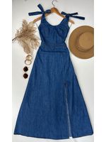 Vestido Longo Jeans com Fenda
