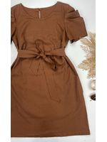 Vestido Curto Linho Marrom 