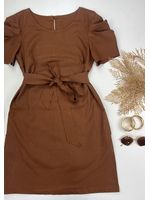 Vestido Curto Linho Marrom 