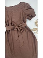 Vestido Curto Linho Marrom Escuro