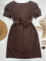 Vestido Curto Linho Marrom Escuro
