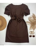 Vestido Curto Linho Marrom Escuro