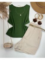 Blusa Canelada Max Croped Regata Verde