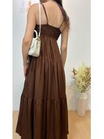 Vestido Midi Sarjado Marrom
