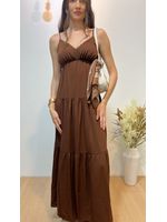 Vestido Midi Sarjado Marrom