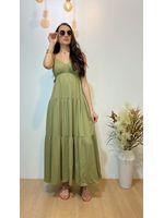 Vestido Midi Sarjado Verde Menta