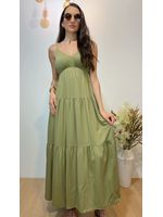 Vestido Midi Sarjado Verde Menta