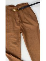 Calça Inspiração Zara Alfaiataria com Cinto Marrom