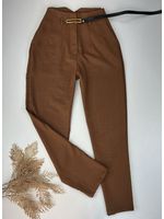 Calça Inspiração Zara Alfaiataria com Cinto Marrom