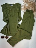 Conjunto Viscolinho com Elastano Verde Militar