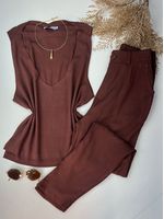 Conjunto Viscolinho com Elastano Marrom