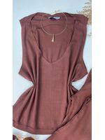 Conjunto Viscolinho com Elastano Marrom