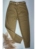 Calça Cenoura Caramelo com Cinto de Elástico 