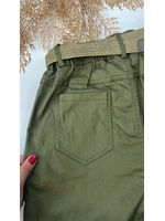 Calça Cenoura Verde Militar com Cinto de Elástico 