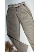 Calça Cenoura Cinza com Cinto de Elástico 