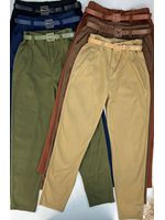 Calça Cenoura Com Cinto Encapado Verde