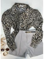 Camisa Animal Print Cinza