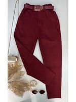 Calça Cenoura MOM Com Cinto Cereja 