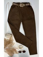 Calça Cenoura MOM Com Cinto Marrom
