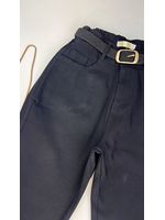 Calça Sarja Flare Com Cinto Preta 